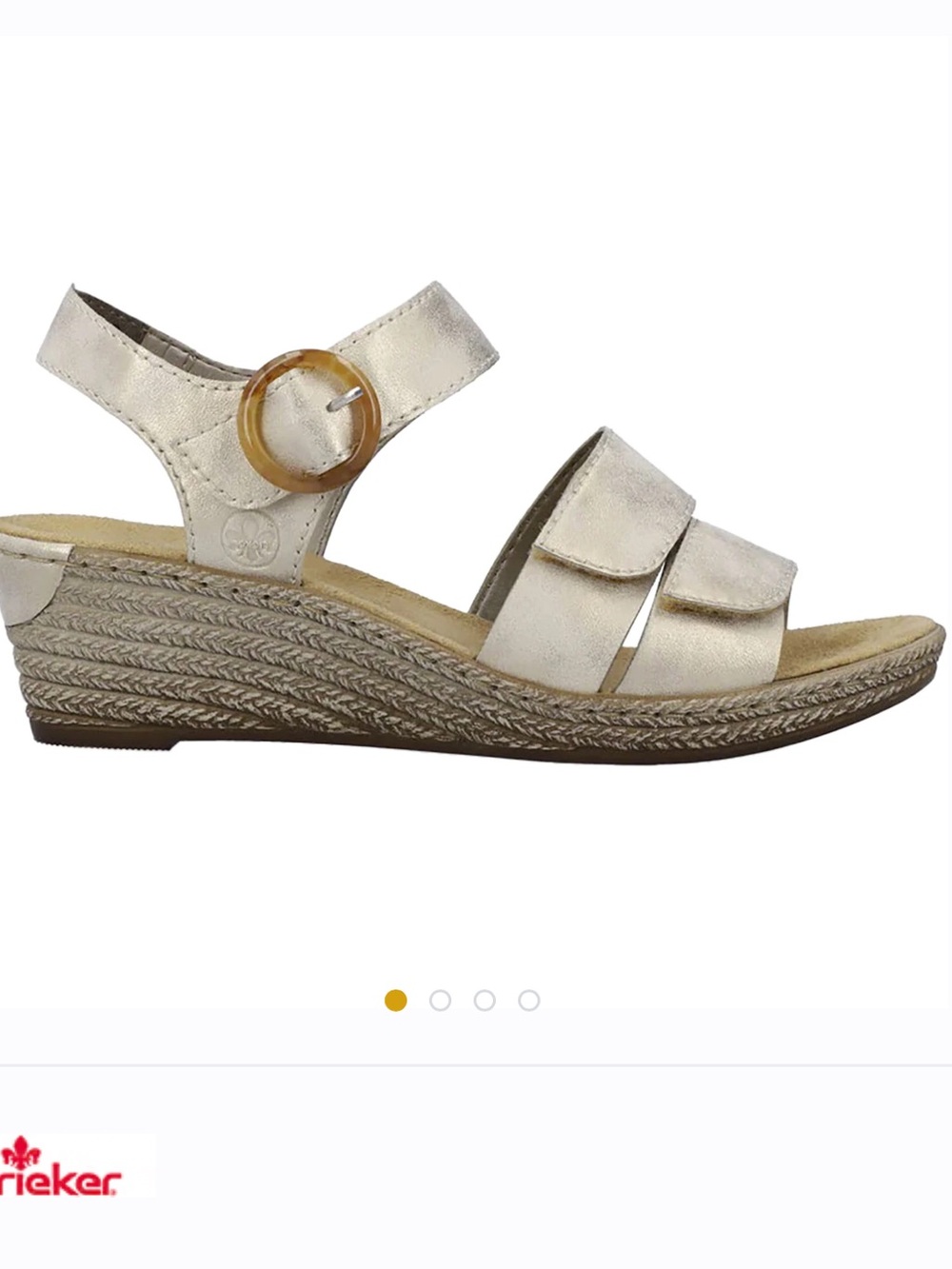NWOT Rieker Antistress Metallic Gold Wedge Sandals Size 37